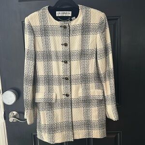 Liz Claiborne Wool Windowpane Plaid Skirt Suit vintage